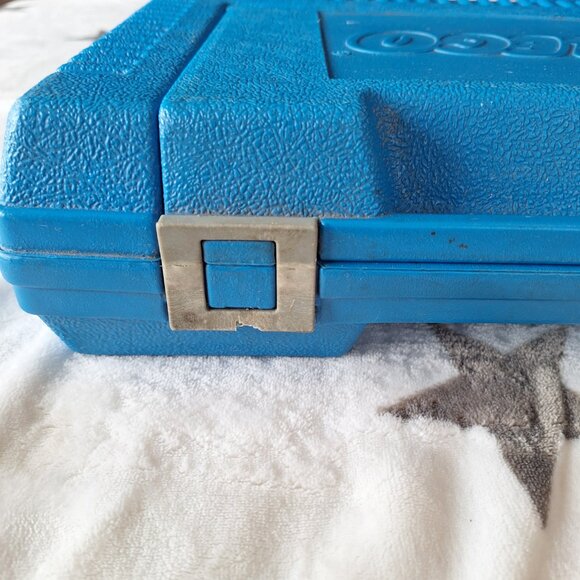 Vintage 1984 Lego Bin Blue Hard Plastic Carrying Case Storage Box Clasp US Brick - Picture 5 of 10